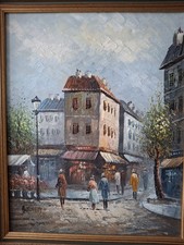 Grand Tableau Ancien Huile Sur Toile Signé BURNETT 