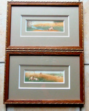 Tableaux au nombre de deux, anciennes gravures MADSEN Paris, scènes de chasse