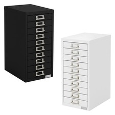 Armoire à dossiers en acier 28x38x60 cm avec 10 tiroirs noir ou blanc au choix