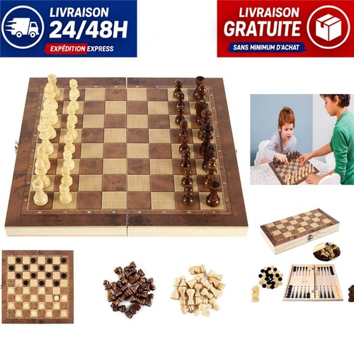 Jeu échecs bois pliable - jeu, en