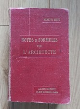 Livre Notes et formules de l'architecte Memento Barré Albin Michel 1920 Tome 1