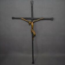 Crucifix en Laiton ? et Métal Forgé - Design Minimaliste Vintage
