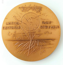 Ancienne médaille, SNCF, Electrification Paris-Côte d'Azur - Février 1969.