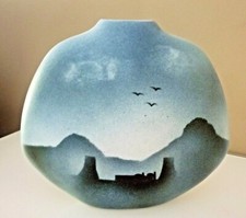 VASE LENTILLE DESIGN YVES MOHY, B.PRIGENT, CERAMIQUE EMAILLEE VIREBENT ANNEES 70