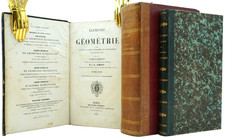 Lot 3 livres anciens mathématiques – géométrie, goniométrie, Legendre XIXe s