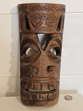 Masque Bois Tiki Totem Oceanic Art Océanie Polynésie Marquises Curiosité