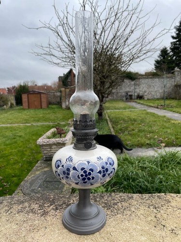 Lampe petrole faience - lampe,