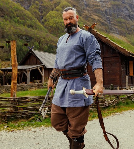 Viking tunique gris bleu - bleu, "