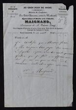 Facture PARIS 1848 AU GROS PAIN DE SUCRE Maignand chocolat épicerie illustrée 60