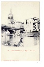09 -  SAINT GIRONS - Église et Pont Vieux - Lavandière / laveuse