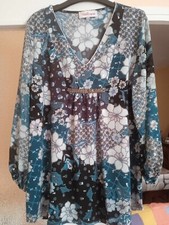 Tunique manches longues, tons bleu et vert, Toscane, Taille 1, Neuve