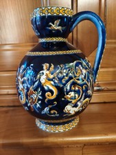 Pichet en faïence de GIEN bleu renaissance, état impeccable