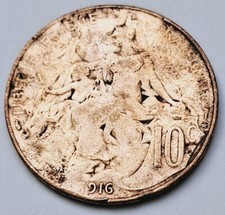 Pièce de monnaie 10 centimes Daniel-Dupuis 1916 République Française (2)