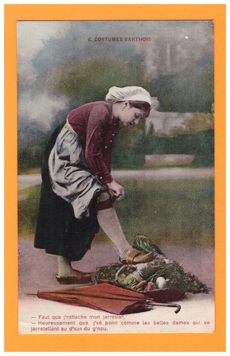 Femme sarthois avec pannier - sarthois,