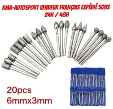 [20 pcs] fraise diamant rotative 3mm tige pour dremel grain 60 meulage conique