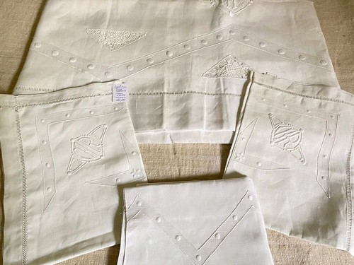 Drap ancien lin avec taies - drap,