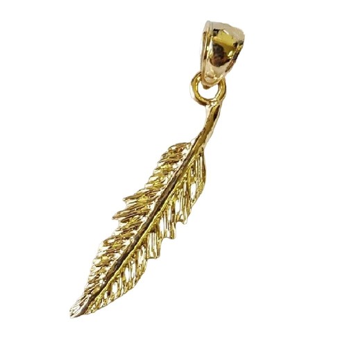 Pendentif plume or jaune - pendentif, en