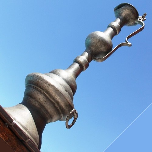 Large pewter long - -necked, jug