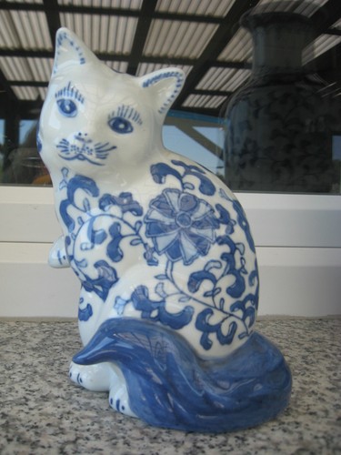 Chat porcelaine décor - décor, fleurs