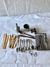 dinette ancienne,  lot :casier à couverts, couverts ,coquetiers, seau champagne