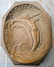 cendrier bronze publicitaire art nouveau atelier mavgars femme nue le havre 1900
