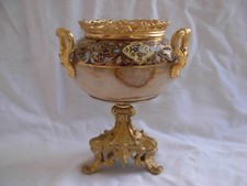 ANTIQUE FRENCH ENAMELED GILT BRONZE ONYX CENTERPIECE BOWL TAZZA,19th CENTURY.
