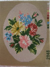 N° 21148 CANEVAS A FAIRE FLORAL  24,5 cm x 18,5 cm sans fil et sans aiguille