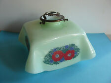 Suspension ancienne en opaline verte et décors de fleurs