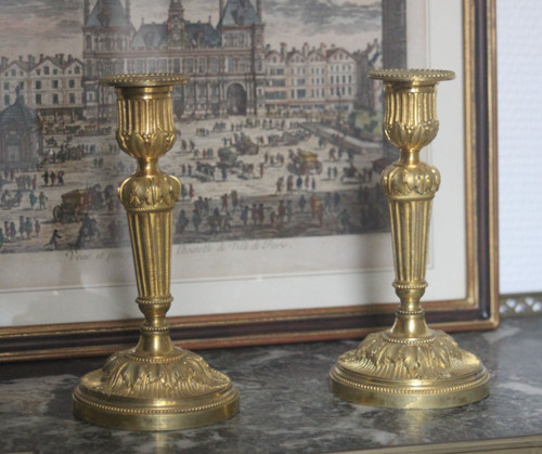 Paire flambeaux bronze - paire, en
