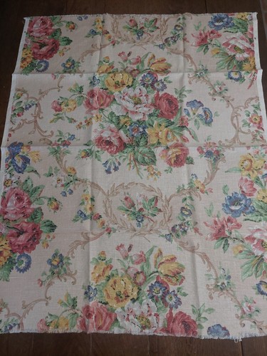 Coupon tissu vintage lin - de,