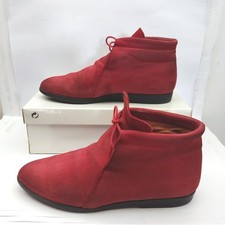 Bottines rouges plates  cuir