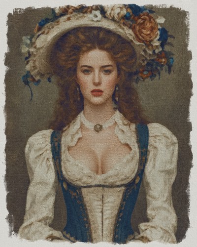 Elegant victorian woman - elegant, oil