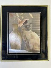 Jolie Tableau chat Gravure Aluminium Relief 3D Décoration Intérieure siamois