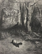 Les deux rats le renard l' œuf Gustave Doré Xylographie Fable la Fontaine 1868
