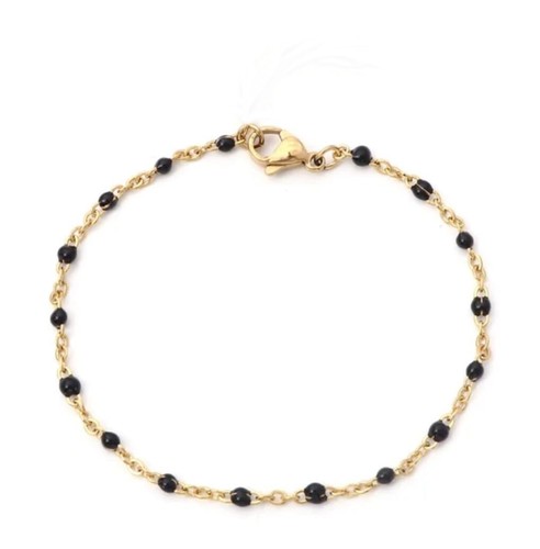 Bracelet perles résine noir - bracelet,