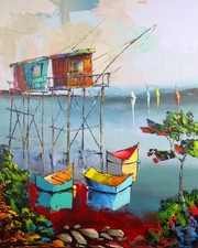 Format XL 81x65cm Direct atelier d'artiste Douchez Tableau originale sur toile