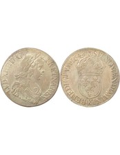 France Louis XIV - Ecu Argent à la Mèche Longue - 1648 K Bordeaux