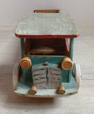 jeu jouet ancien camion plateau bois bleu vert 40cm - no dejou ou joujoulac