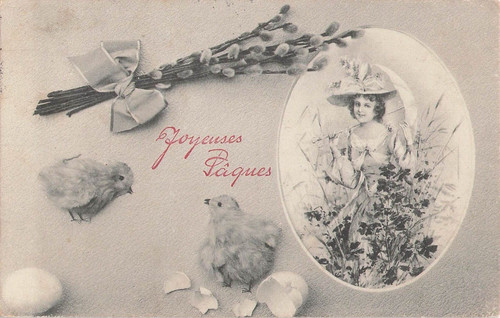 Joyeuses paques medaillon - cp,