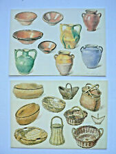 CP 2 Paul Sibra Peintre Languedoc Vannerie & Poterie traditionnelle Loubatières