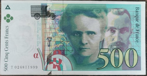 Billet 500 francs - de, et