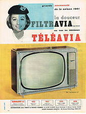 PUBLICITE ADVERTISING  1960   TELEAVIA FILTRAVIA  téléviseur