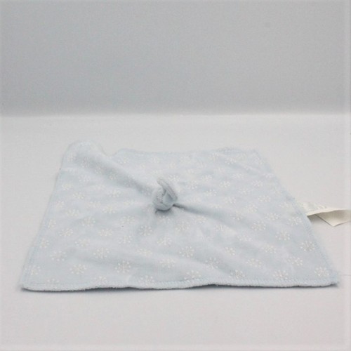 Doudou plat carré - bleu, neiges