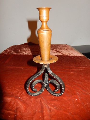 Ancien bougeoir cuivre rouge - ancien,