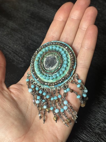 Grande broche vintage bleue - , en