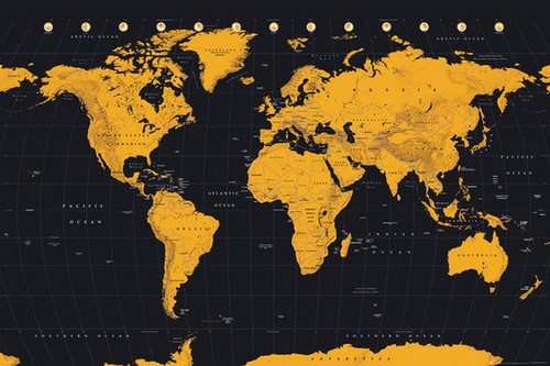 Carte monde gold world - gold,