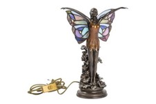 Lampe Tiffany de Table Fée Fantasy Fairy Résine Avec Verre Et Ailes Ambiante