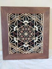 tableau décoratif en kumiko cadre en bois art japonais cadeau Noël fait main