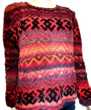 pull jacquard tricoté main en