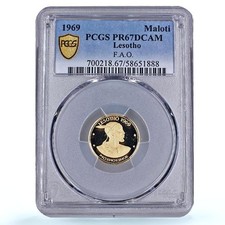 Lesotho 1 maloti FAO World Food Day Horse Equestrian PR 67 PCGS gold coin 1969